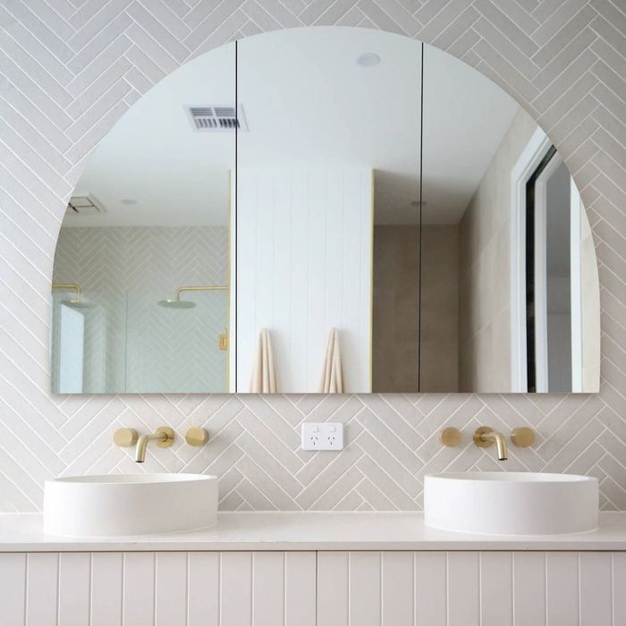 Future Glass Shira Frameless Arch Mirror Cabinet - 900 x 1500mm (Triple Door)