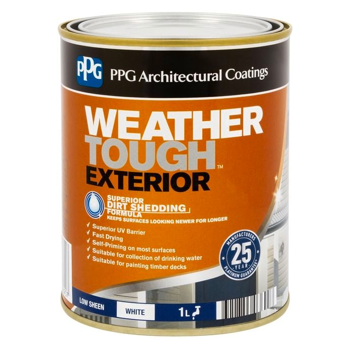 PPG Paints 1L White Low Sheen Weather Tough Exterior Paint