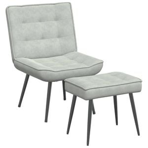 vidaXL Relaxing Chair with Stool Light Grey Velvet chair dining chair