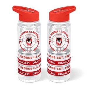 NRL Clear Tritan Drink Bottle 650ml - St George Illawarra Dragons - 4 Wrist Band