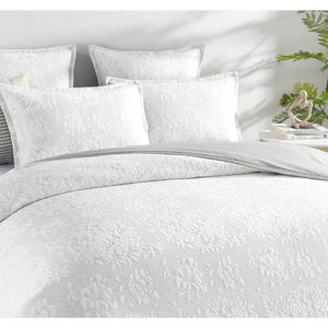 Renee Taylor Chloe Jersey Jacquard King Quilt Cover w/ Pillowcases Set Ivory