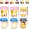 Fohoa 6-pack 16 Oz Glass Overnight Oats Containers With Lids, Compartments And Spoons