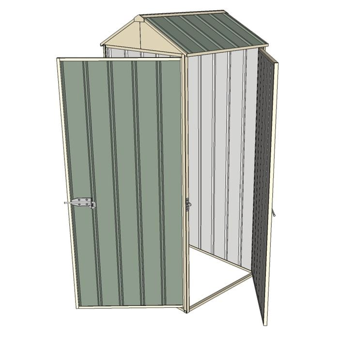Build-a-Shed 0.8 x 0.8 x 2.1m Gable Single Hinged Door Shed with Single Hinged Side Door - Green