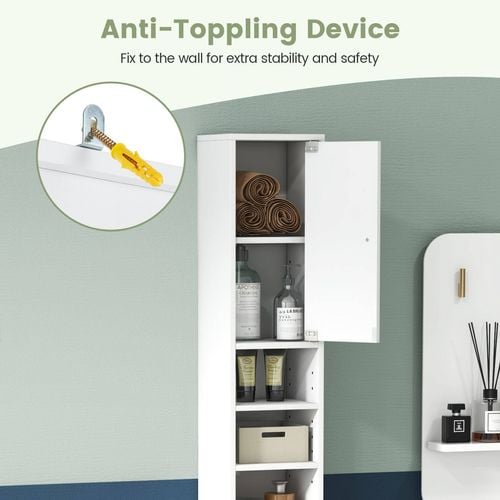 Costway 1.8m Slim Bathroom Cabinet Storage Organizer White - Bunnings ...