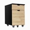 Desky 5 Wheel Anti Tilt Wooden Minimal Filing Cabinet Natural Finish - Black Frame