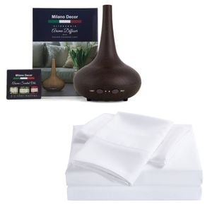Royal Comfort 2000 Thread Count Sheet Set With Bonus Diffuser & Oils White King