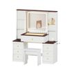 Advwin LED Vanity Desk with Mirror and Charging Hub White + Brown