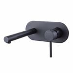 Mondella WELS 4 Star, 7.5L/Min Matte Black Resonance Wall Basin Mixer - Suitable for Unequal/Mains Pressure