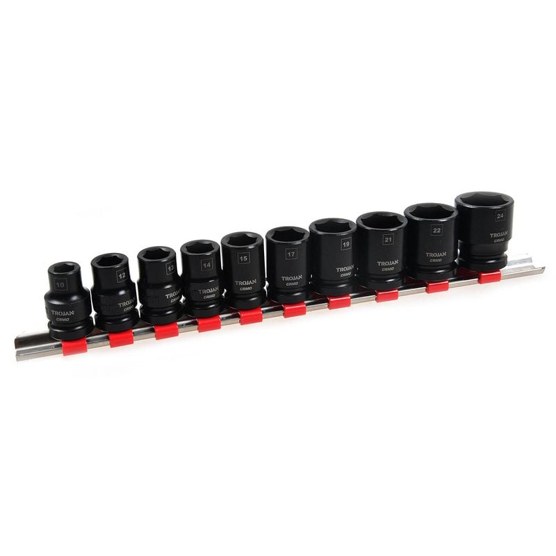 10 Piece 1/2" Impact Socket Rail Set