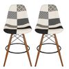 SK Designer Living | Pack of 2 | Replica Eames DSW Stool | Fabric & Walnut - Multicoloured V3
