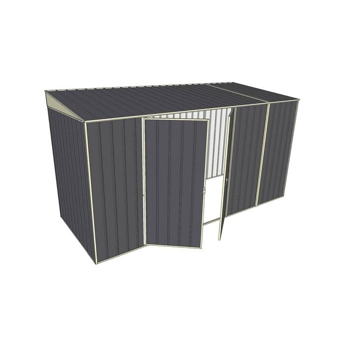 Build-a-Shed 1.5 x 3.7 x 2m Double Hinged Side Doors Skillion Shed - Grey