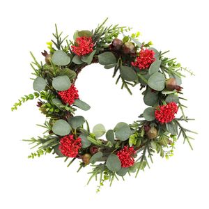 Wreath 45cm Plastic Banksia Silvergum Faux Plant Wall Hanging Home Decor Display