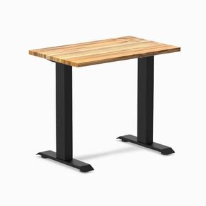 Desky Fixed Height Mini Teak Hardwood Desk 800 X 500mm Matte Black Frame