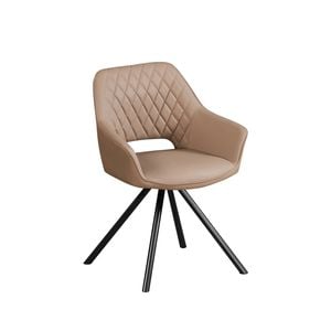 2X PU Leather Powder Coated Metal Legs Swivel Dining Chair
