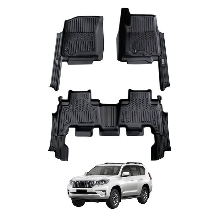 AUSGO 7D Car Floor Mats for Toyota Land Cruiser Prado 150 Series 7-Seat 2009-2024 (Auto Trans) All-Weather Floor Liners