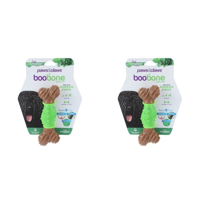 2x Paws & Claws BooBone Dental Bone Chew Toy - Spearmint