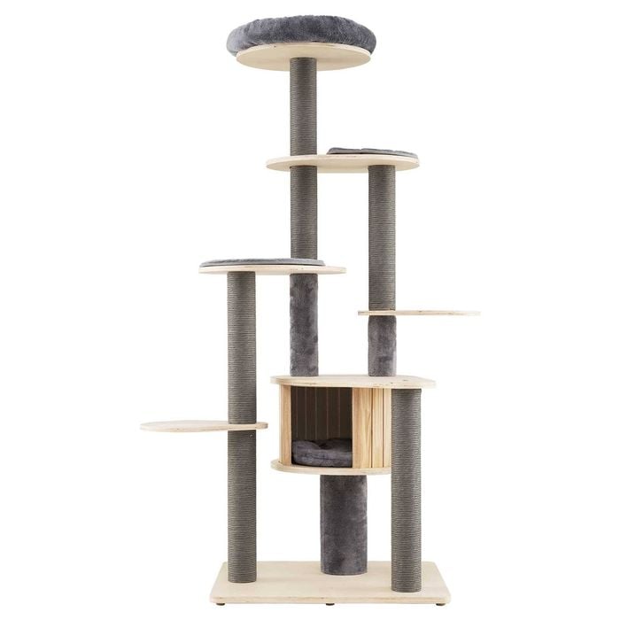 Costway 1.72m Cat Tree Tower W/detachable Mats Scratching Posts Grey
