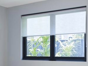 Sheer white indoor blind.