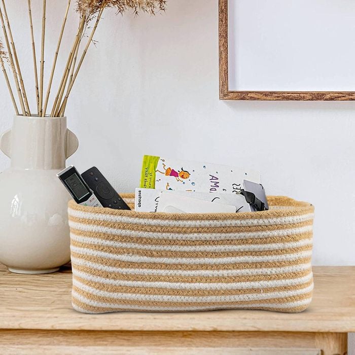 Yarra textiles Multi-purpose Jute/Cotton Caddy (30 cm x 20 cm x 12 cm) Beige-White