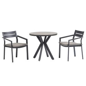 FurnitureOkay Bondi-Capri 3-Piece Sintered Stone Outdoor Dining Setting - Charcoal