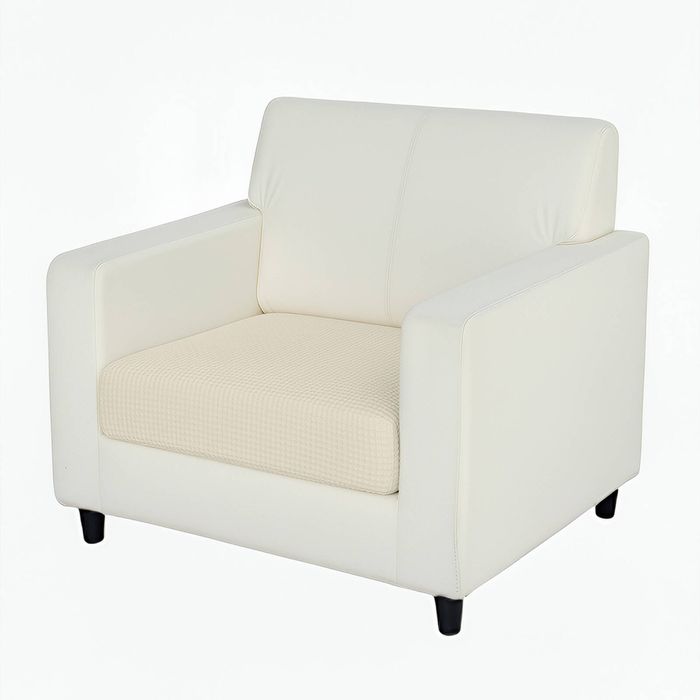 Anyhouz Sofa Cover White Polyester Thick Stretchable Cushion For Living Room 1pc Normal Size 145-185cm