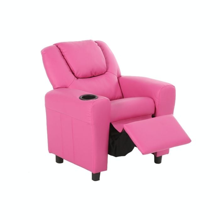 Oliver Kids Recliner Chair Sofa Children Lounge Couch PU Armchair - Pink - Pink | W61 x D56 x H71cm | PU