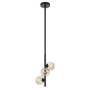Telbix Moran Modern 3-Lights Pendant Hanging Lamp Light Metal Glass Black Smoke Matte