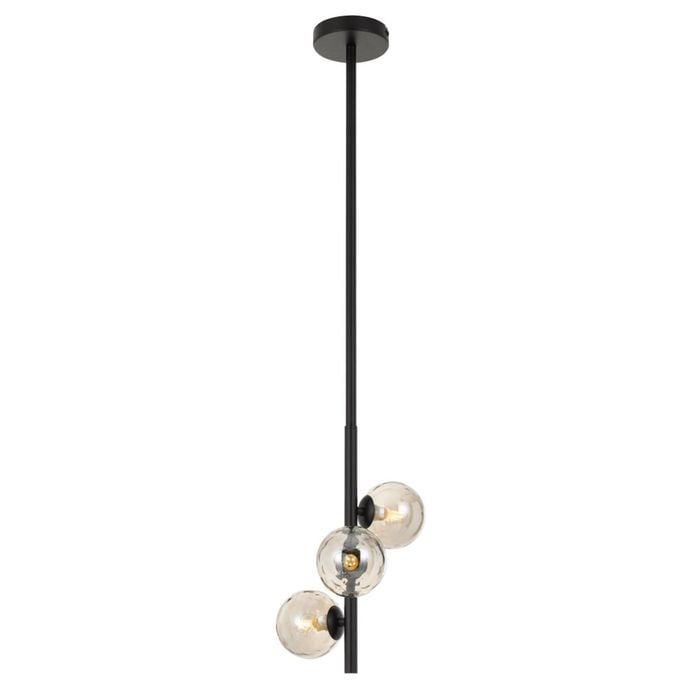 Telbix Moran Modern 3-Lights Pendant Hanging Lamp Light Metal Glass Black Smoke Matte