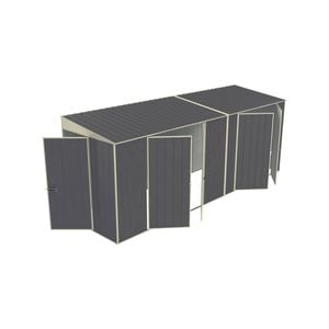 Build-a-Shed 1.5 x 5.2 x 2.0m Skillion Double Plus Double Hinged Side Doors Shed - Grey