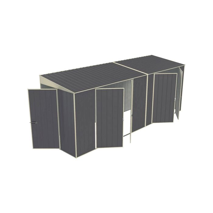 Build-a-Shed 1.5 x 5.2 x 2.0m Skillion Double Plus Double Hinged Side Doors Shed - Grey