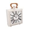 Ssh Collection Daniel & Ashley Table Clock With Square White Face And Wooden Handle - Nickel