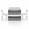 Costway Art Table & Chairs Set W/lifting Desk Top & Storage Grey