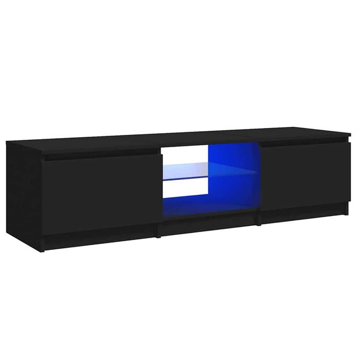 vidaXL TV Cabinet with LED Lights Black 140x40x36 cm TV Stand HiFi Cabinet