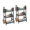 SOGA 2X 3 Tier 62cm Black Steel Kitchen Countertop Drying Rack Organizer