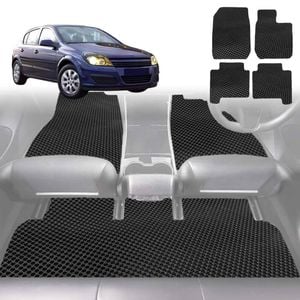6D Diamond Car Floor Mats for Holden Astra (AH)2004-2009-Full Set-Black-Outback GT