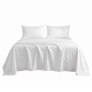 Giselle King 500TC 100% Cotton Bed Sheet Set Includes Fitted Sheet 40cm Deep Pocket, White