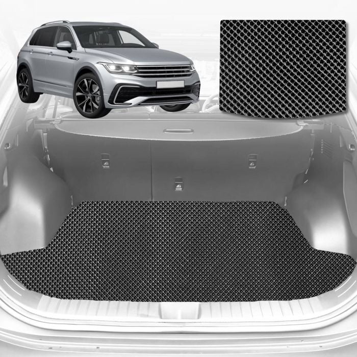 6D Diamond Car Boot Mat for VolksWagen Tiguan (Life, Elegance, R, R-Line)2016-2023-Cargo Mat-Black-Outback GT