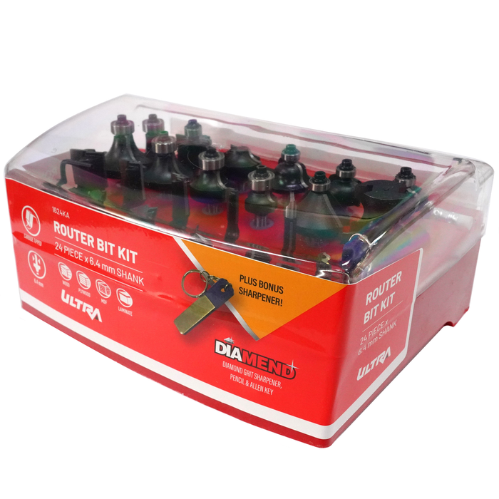 Ultra 24 Piece 1/4"  Shank Router Bit Kit