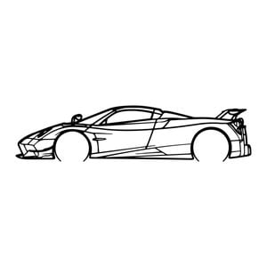 Ignite Laser Pagani Huarya Silhouette Metal Wall Art Coated Black 47inch/120cm