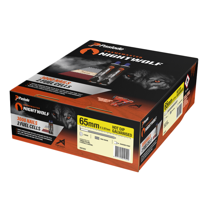 Paslode 65x2.87mm NightWolf HD Galv D-Head Ring Nail 3000