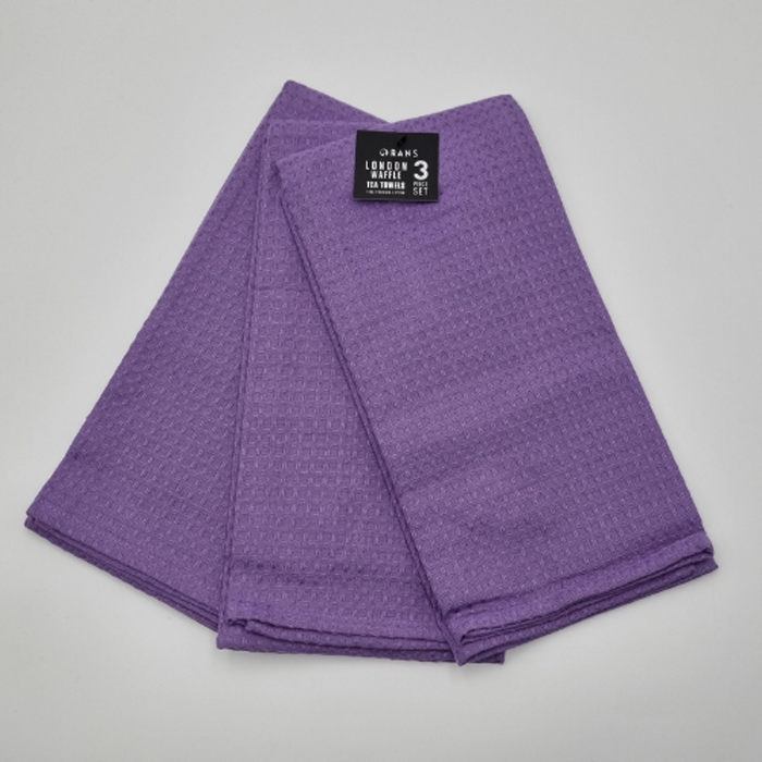 London Waffle 3 Pack Tea Towel - Lilac