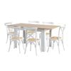 Oikiture 7PCS Dining Set 160cm Extendable Dining Table with Dining Chairs Crossback White
