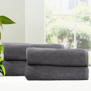 Renee Taylor 4 Piece Ribbed Bath Towel Granite