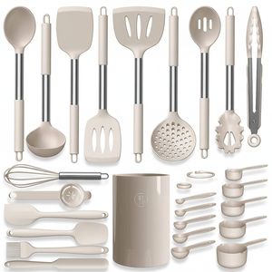 Silicone Kitchen Utensil Set - Heat Resistant, Nonstick, Dishwasher Safe (Large)