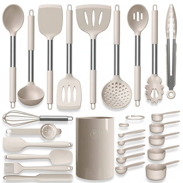 Silicone Kitchen Utensil Set - Heat Resistant, Nonstick, Dishwasher Safe (Large)