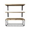 Levede Floating Shelves for Wall 3Pc Display Rack with Basket Bedroom Brown