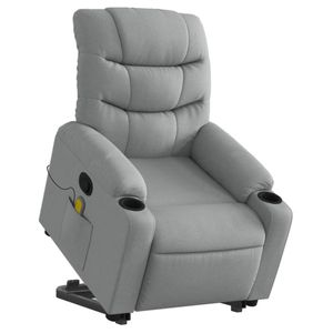 vidaXL Stand up Massage Recliner Chair Armchair Single Sofa Light Grey Fabric