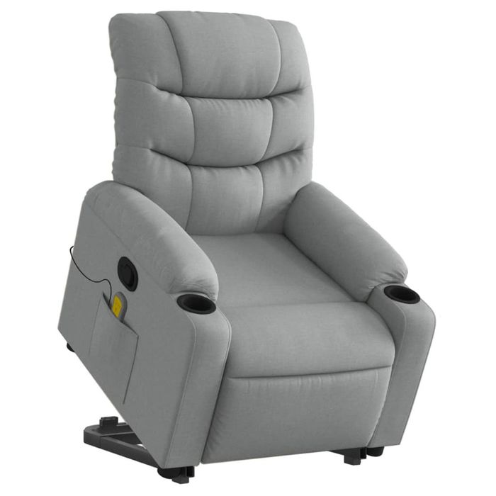 vidaXL Stand up Massage Recliner Chair Armchair Single Sofa Light Grey Fabric