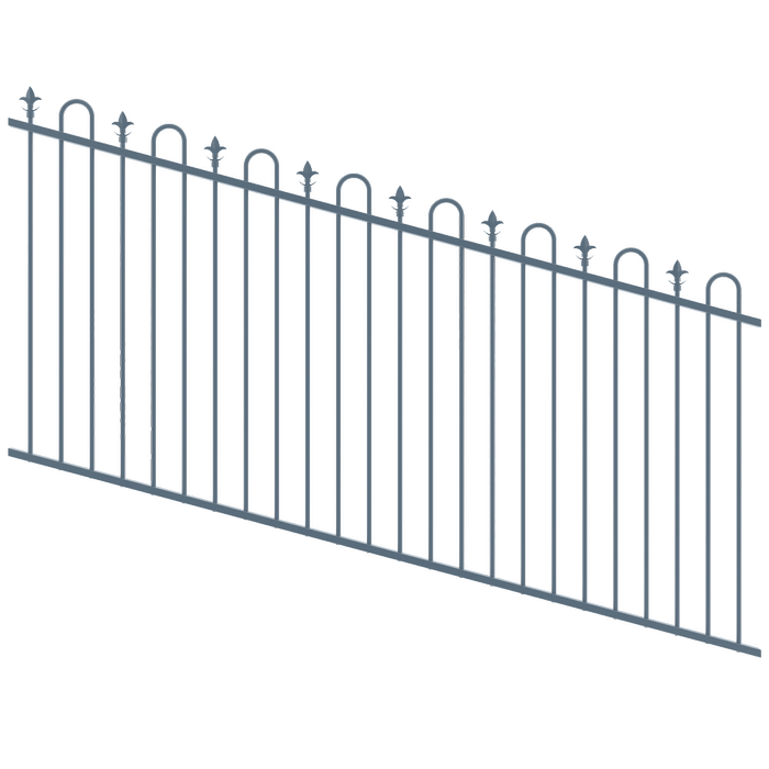 ProtectorAl 1201-2400W x 1200H Deep Ocean Loop & Spear Top Pool Fence Panel Raked Up to 15º