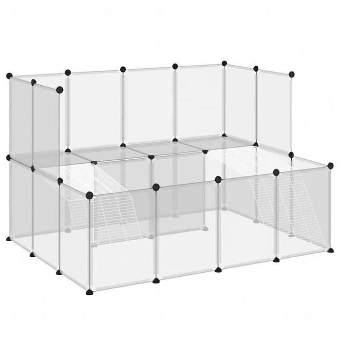 vidaXL Small Animal Cage Rabbit Hutch DIY Pet Playpen Transparent PP and Steel